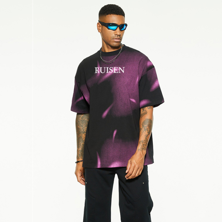 Washed pony American stripe loose casual T-Shirt