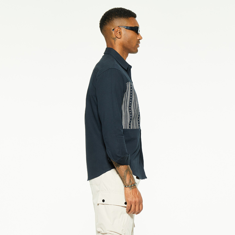 Stylish striped patchwork cotton shirt