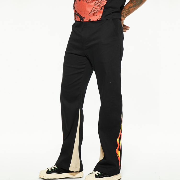 Flame micro flare personalized casual straight pants