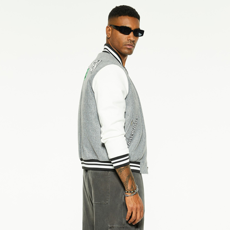 Color-matching baseball uniform knit loose jackets
