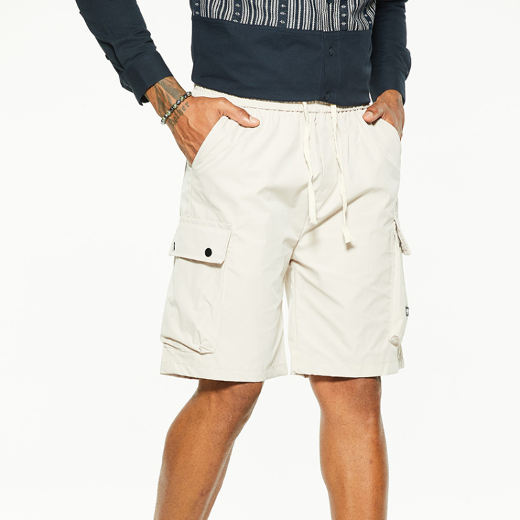 Minimalist straight leg lace-up casual shorts