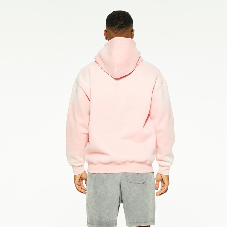 Pink small fresh washed kangaroo pocket hoodies