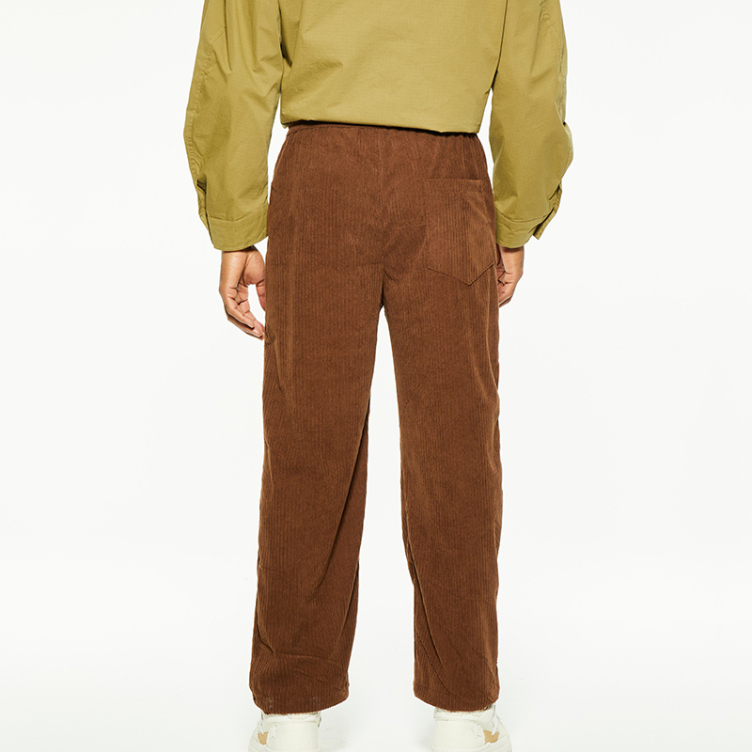 Corduroy lace-up wide leg pants