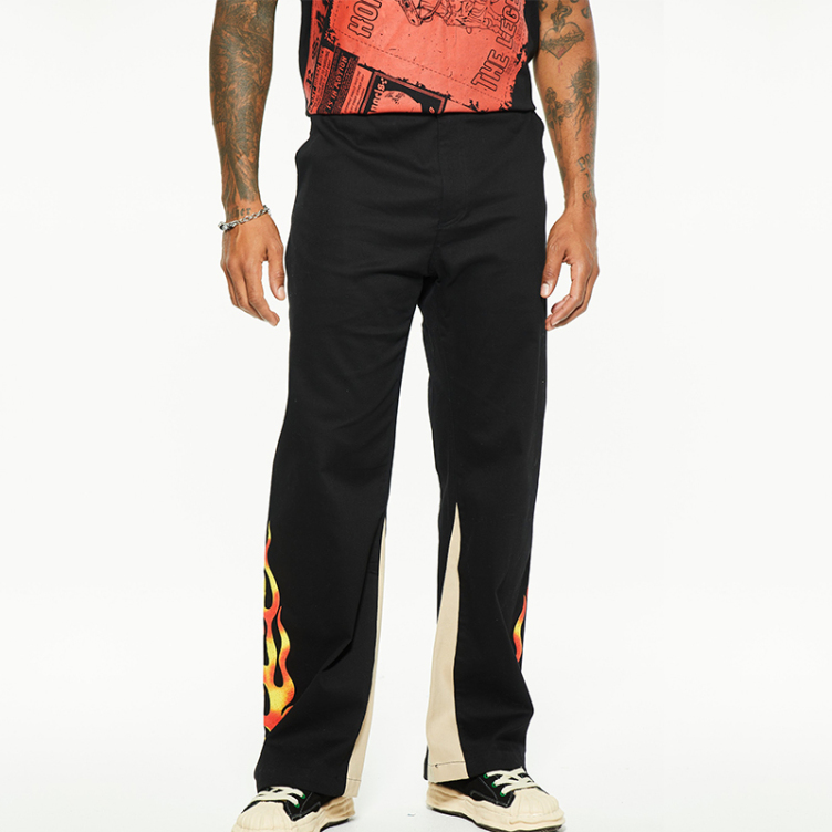 Flame micro flare personalized casual straight pants