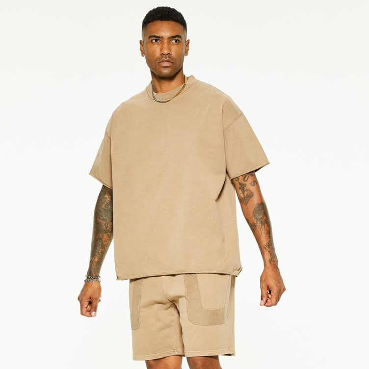 Drop-shoulder cotton short-sleeved T-shirts