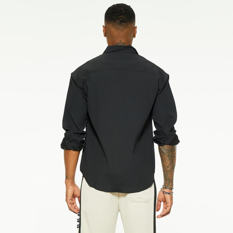 New long-sleeved lapel single color shirts