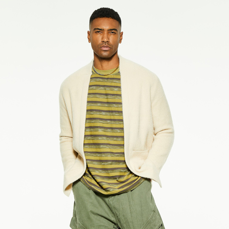 Solid color loose casual knit cardigan sweater