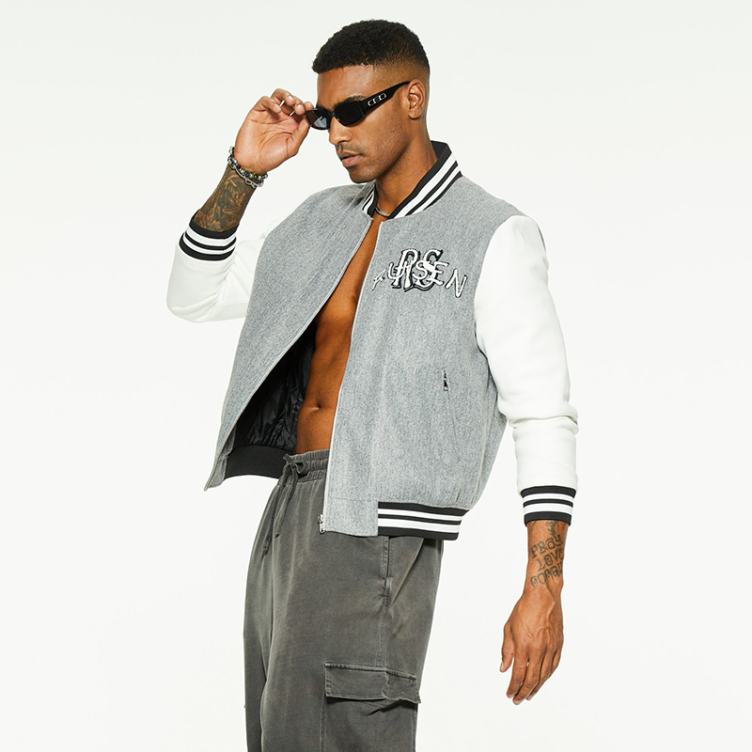 Color-matching baseball uniform knit loose jackets