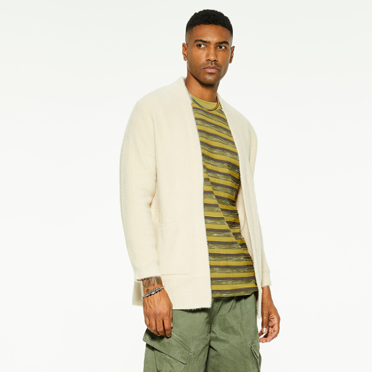 Solid color loose casual knit cardigan sweater