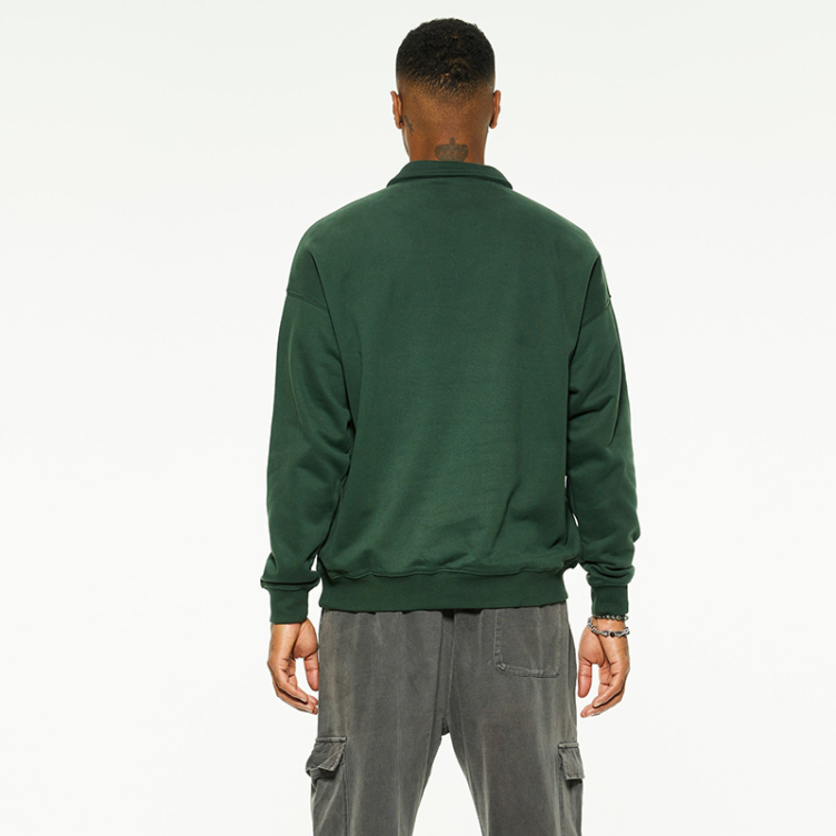 Fleece terry loose lapel hipster polo hoodies
