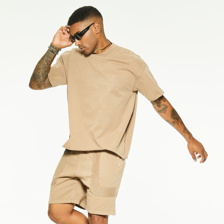 Drop-shoulder cotton short-sleeved T-shirts