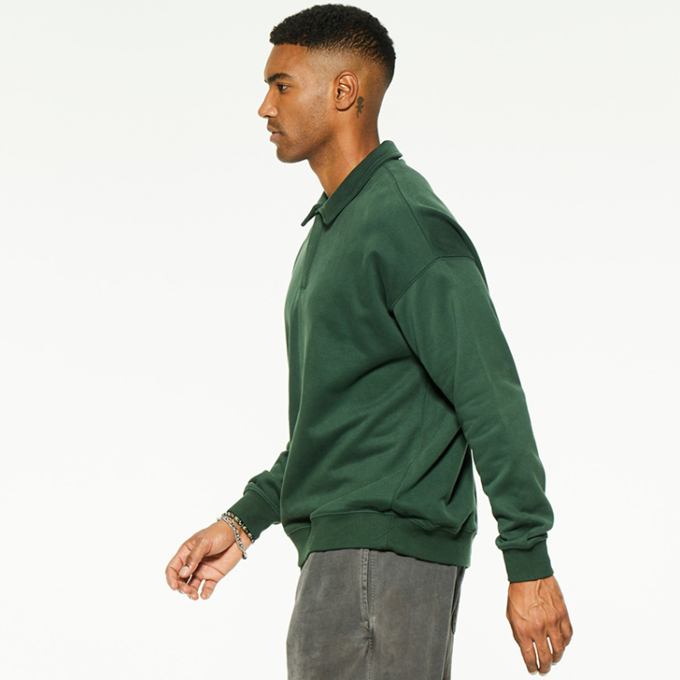 Fleece terry loose lapel hipster polo hoodies