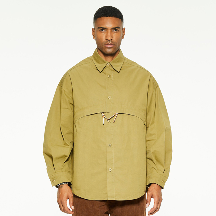 Outdoor silhouette function large-pocket cargo shirts