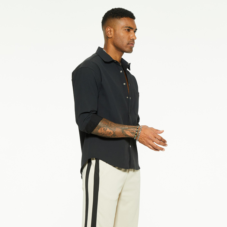 New long-sleeved lapel single color shirts