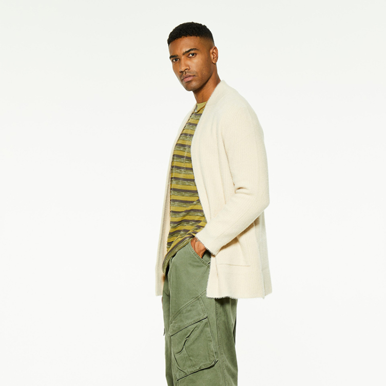 Solid color loose casual knit cardigan sweater