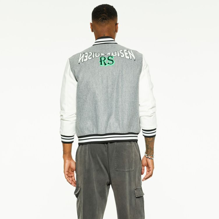 Color-matching baseball uniform knit loose jackets