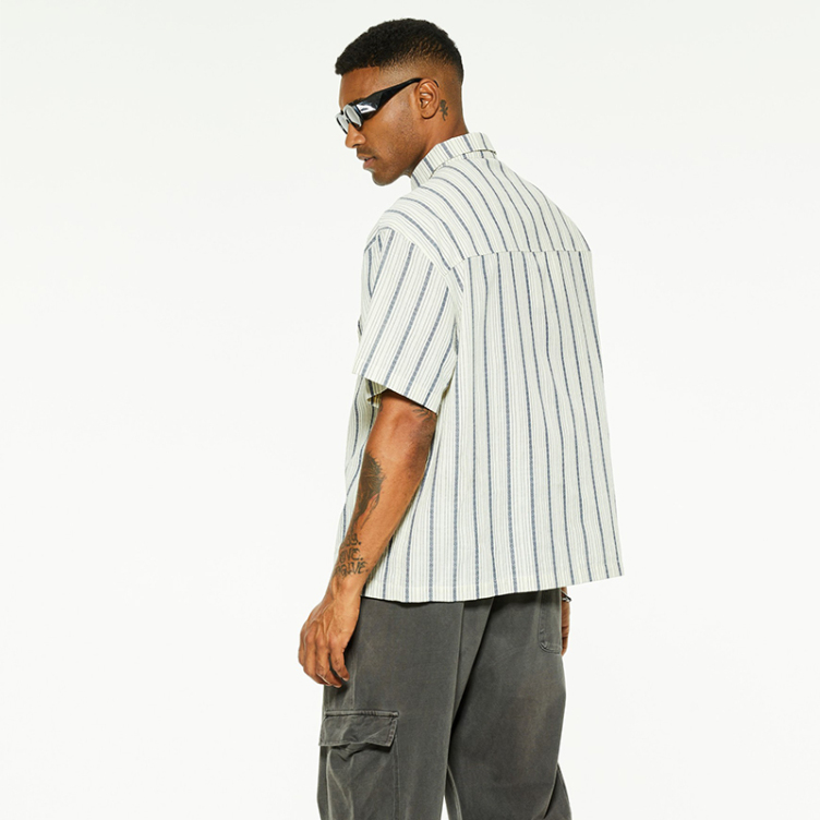 Short sleeve vintage loose striped shirts