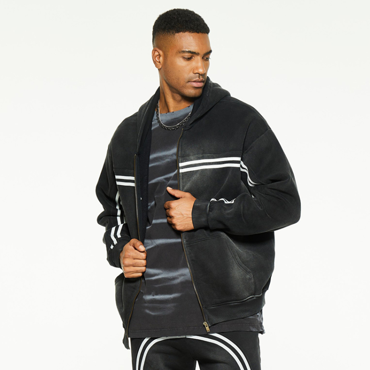 Loose casual jet horse hooded sweatshirt jackets
