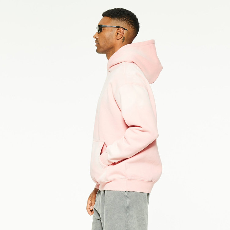 Pink small fresh washed kangaroo pocket hoodies
