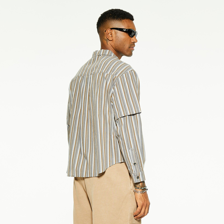 New loose simple casual pocket stripe shirts