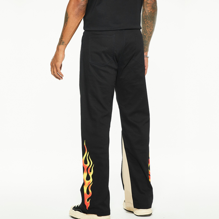 Flame micro flare personalized casual straight pants