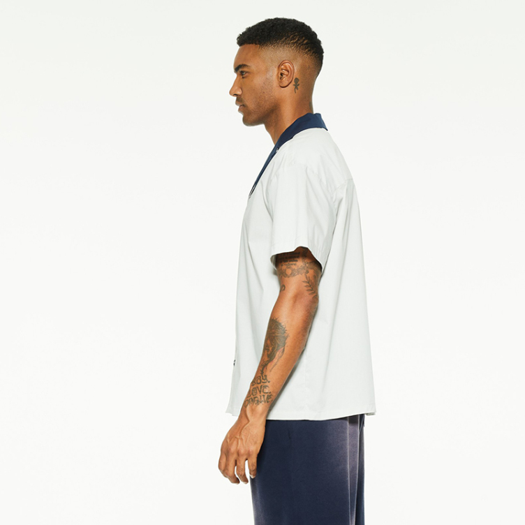 Lapel color collision simple short sleeve shirts