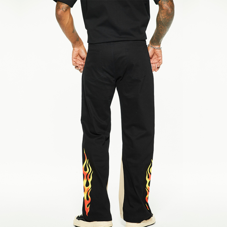 Flame micro flare personalized casual straight pants