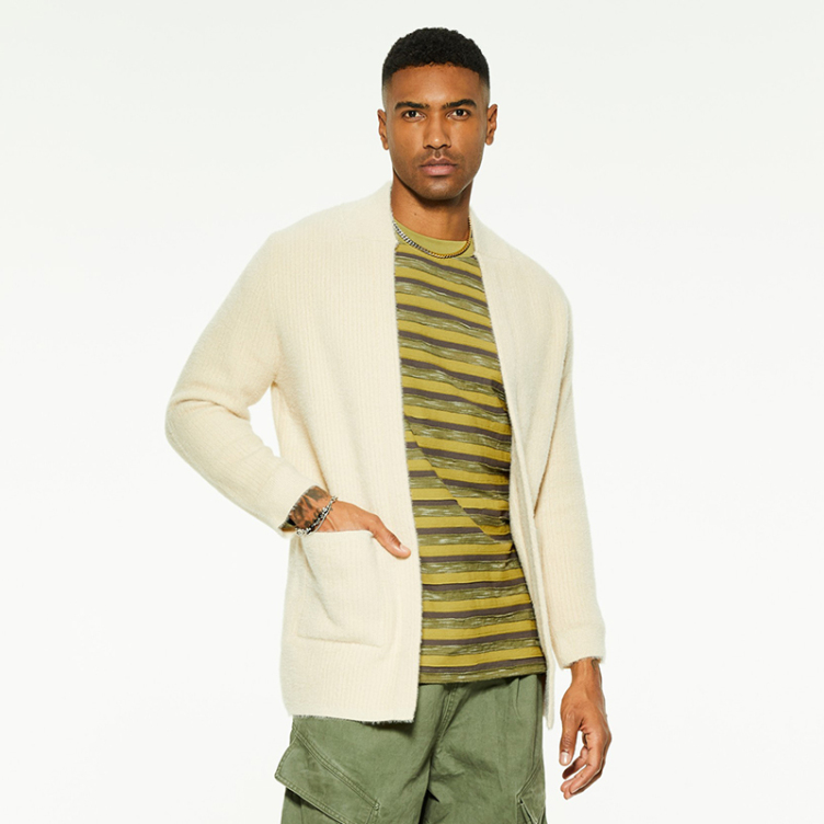 Solid color loose casual knit cardigan sweater