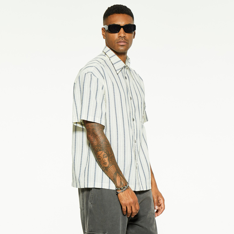 Short sleeve vintage loose striped shirts