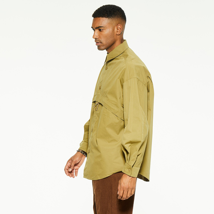 Outdoor silhouette function large-pocket cargo shirts