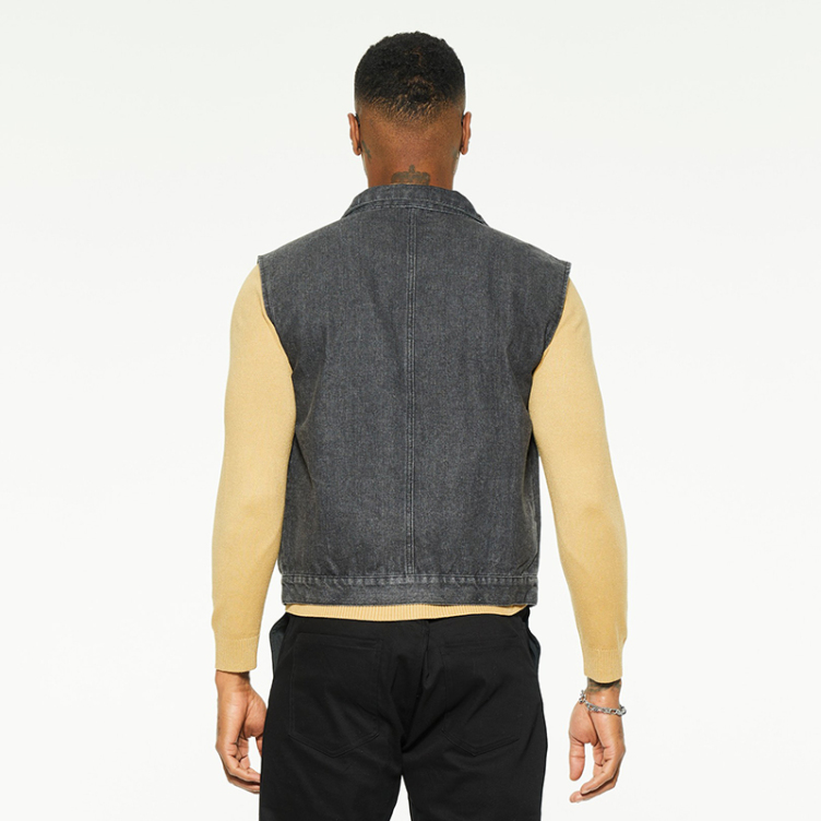 Simple slim fit denim vest