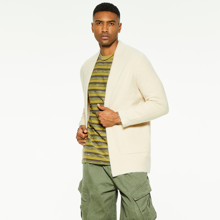 Solid color loose casual knit cardigan sweater