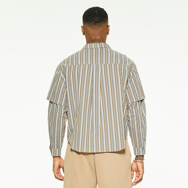 New loose simple casual pocket stripe shirts