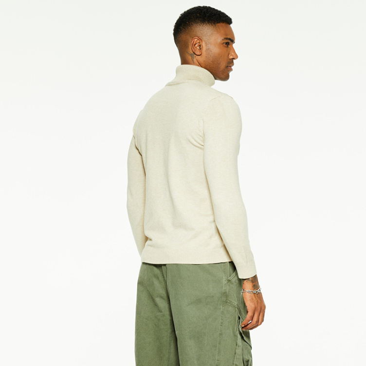 New high-neck versatile solid color slim sweater