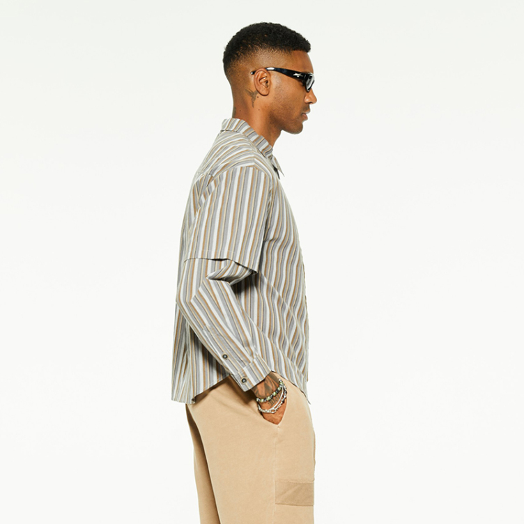 New loose simple casual pocket stripe shirts
