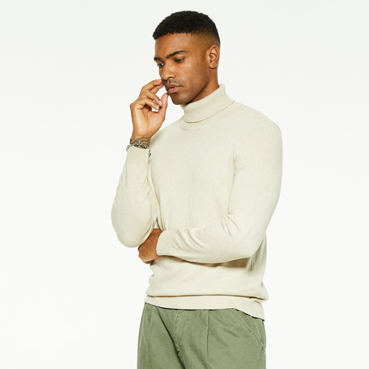 New high-neck versatile solid color slim sweater
