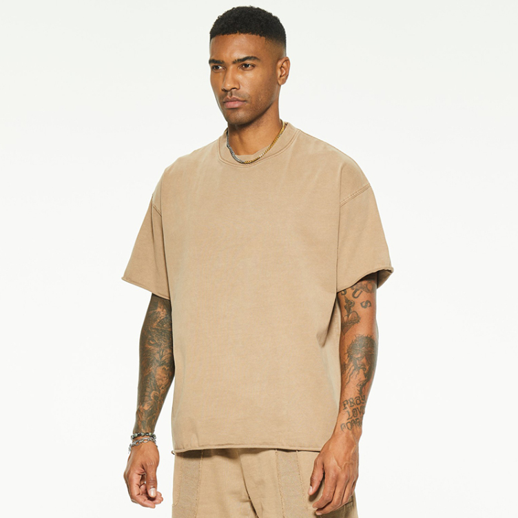 Drop-shoulder cotton short-sleeved T-shirts
