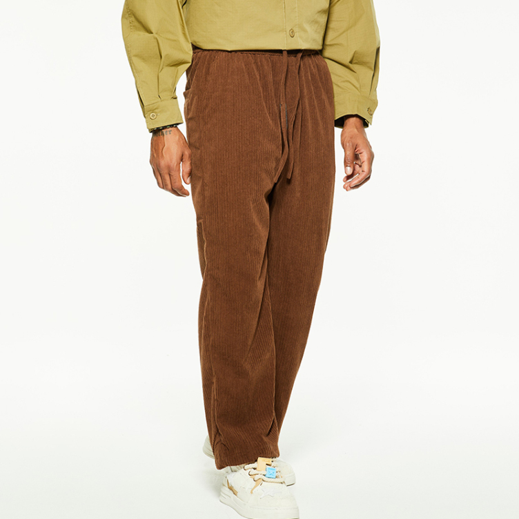 Corduroy lace-up wide leg pants