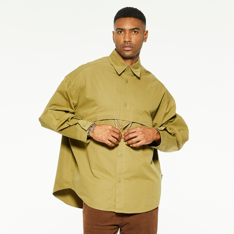 Outdoor silhouette function large-pocket cargo shirts