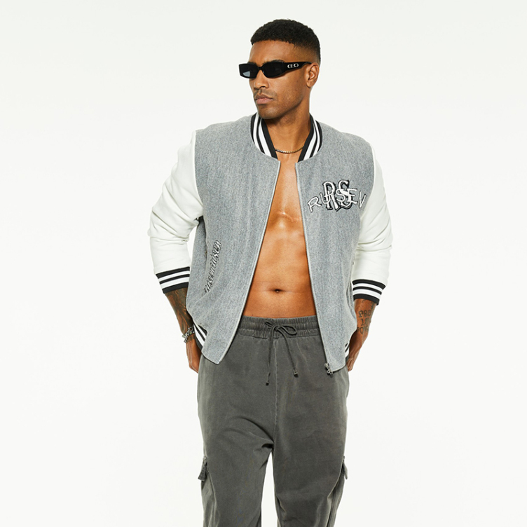 Color-matching baseball uniform knit loose jackets