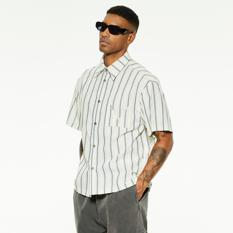 Short sleeve vintage loose striped shirts
