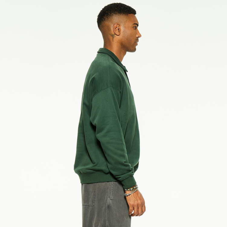 Fleece terry loose lapel hipster polo hoodies