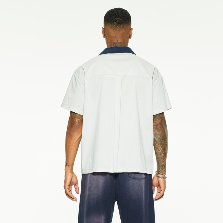 Lapel color collision simple short sleeve shirts