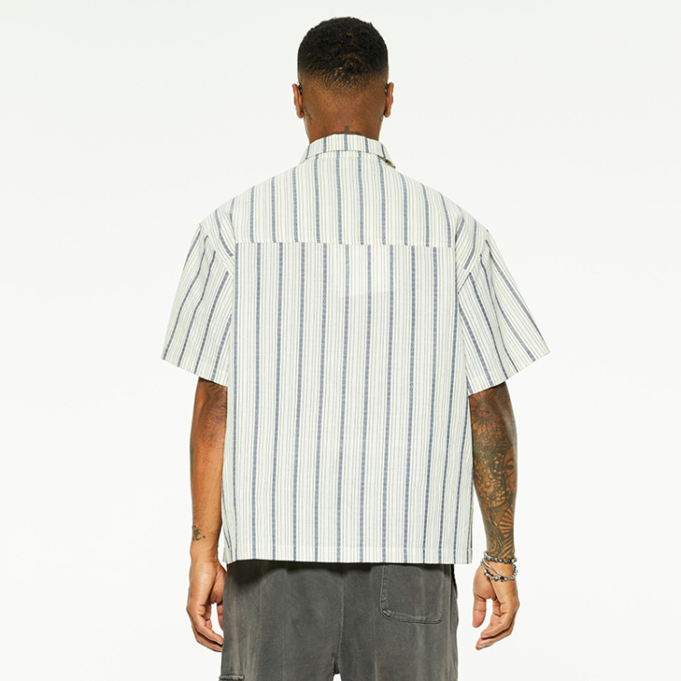 Short sleeve vintage loose striped shirts