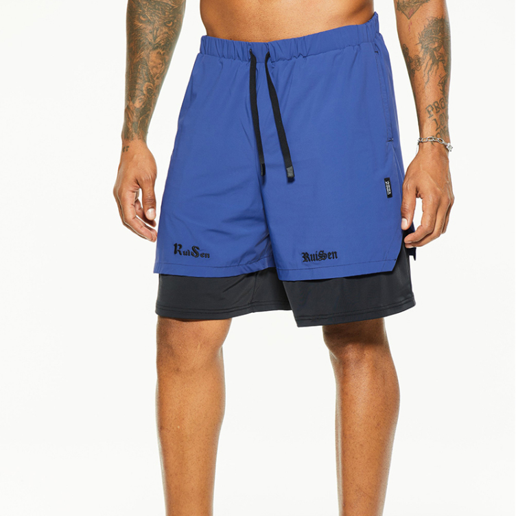Quick-drying running practice training beach double-layer shorts