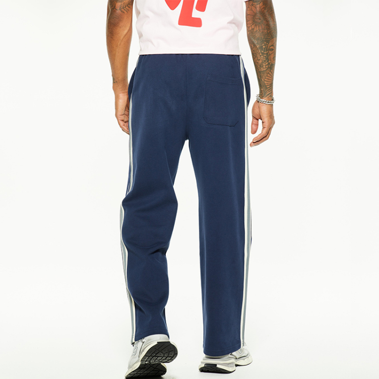 Street padded side stripe webbing straight pants