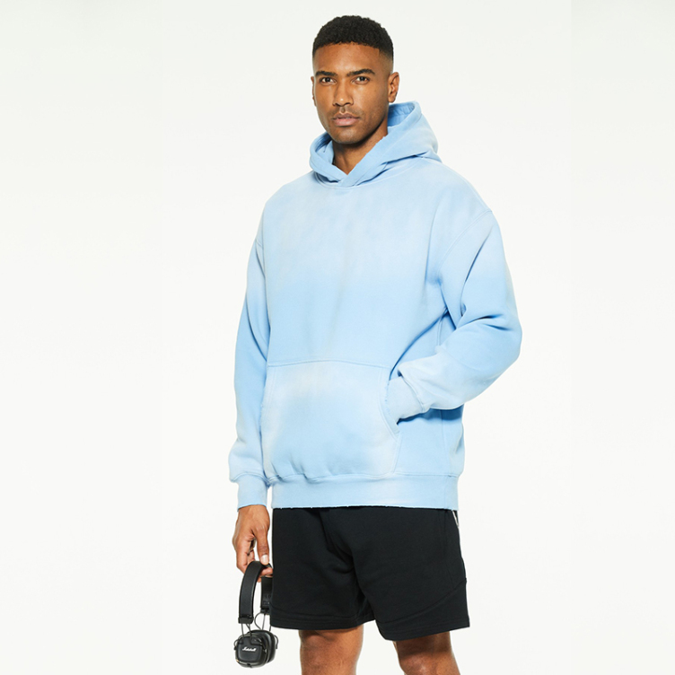 Pure color French terry washed simple hoodies