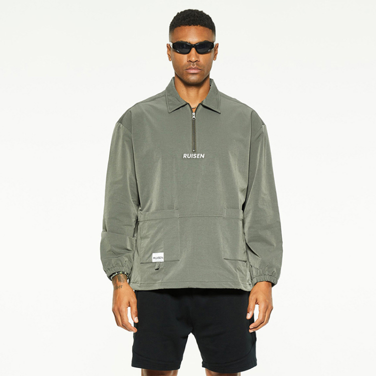 Lettered rubber printed casual cargo shirts