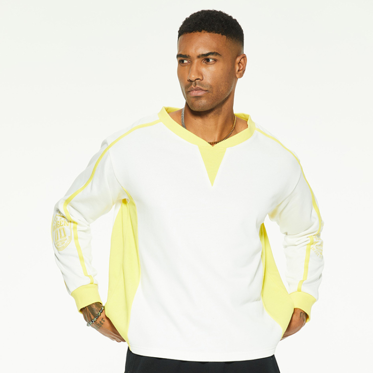 Small v-neck color collision embroidery president t-shirt