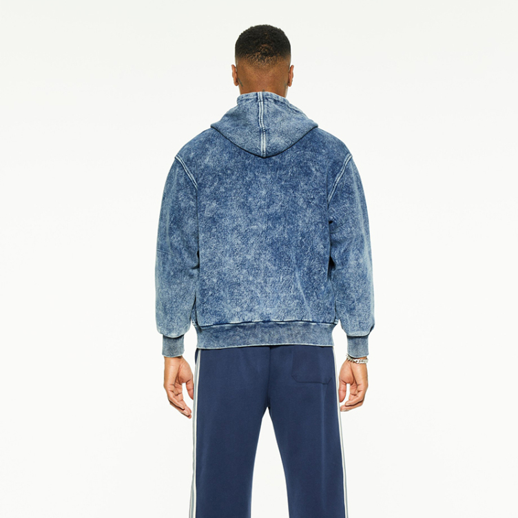 Zipper hooded loose fit denim jackets
